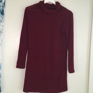 Dark red turtleneck sweater dress